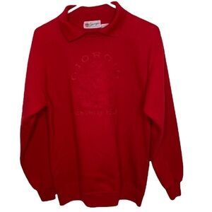 Vintage 80s GIORGIO Beverly Hills Red Collared Long Sleeve Sweatshirt Medium